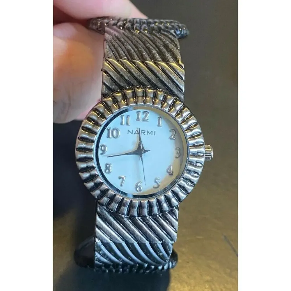 Women's Gun Metal Tone Narmi Bangle Bracelet Watch, Hinged